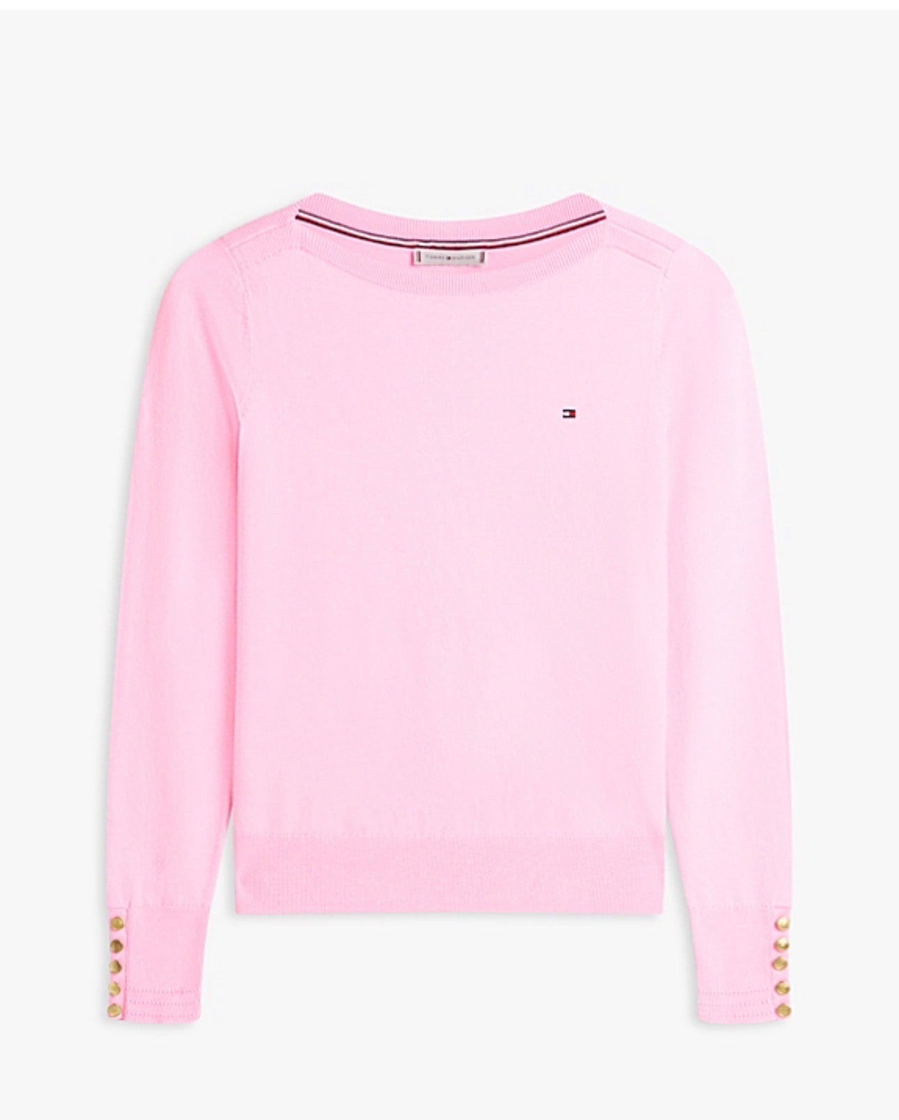 Pull en jersey à col bateau et boutons dorés