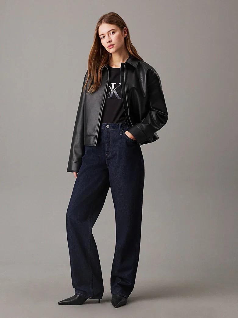 Chemise zippée en similicuir