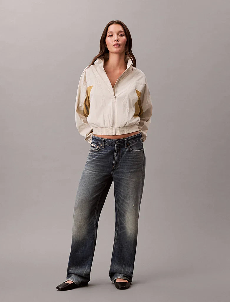 Veste color-block courte en nylon recyclé