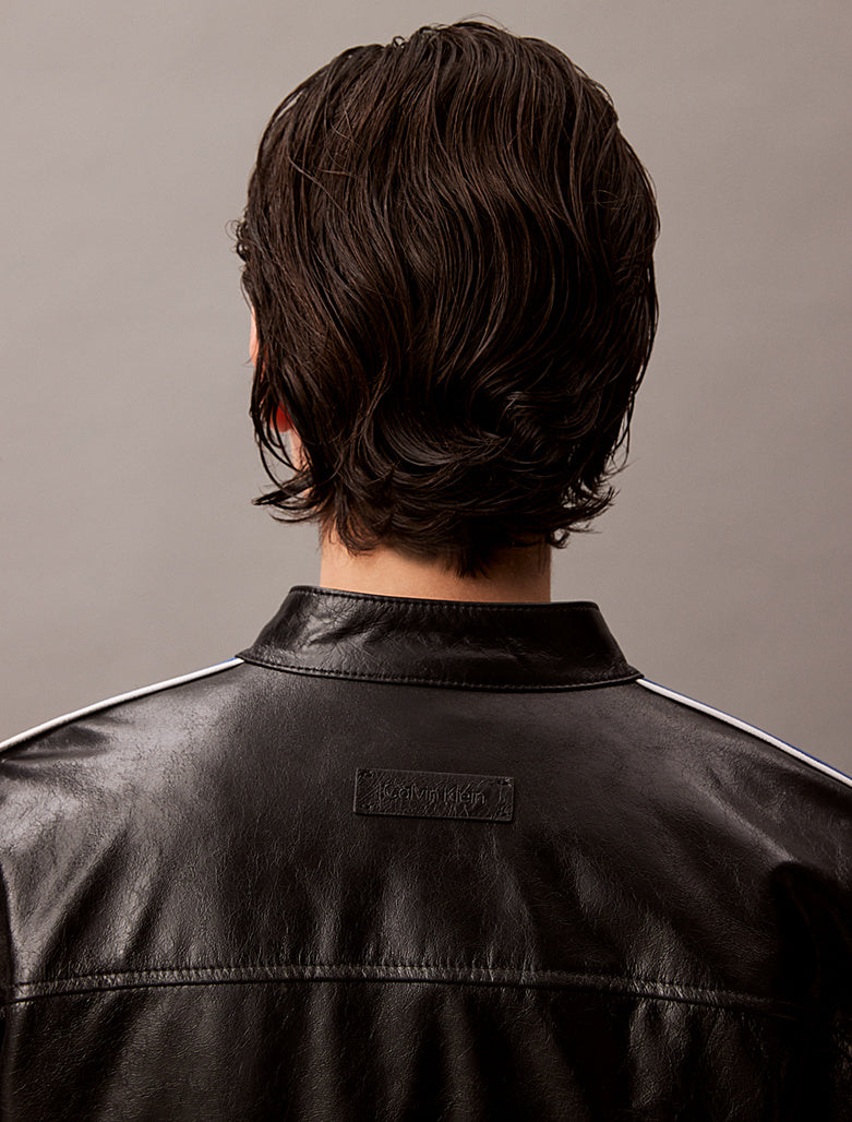 Veste zippée relaxed en cuir