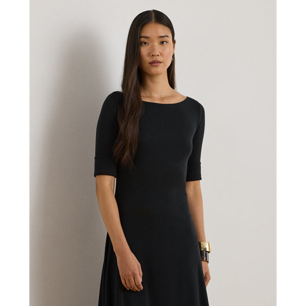 Robe mi-longue en coton stretch côtelé