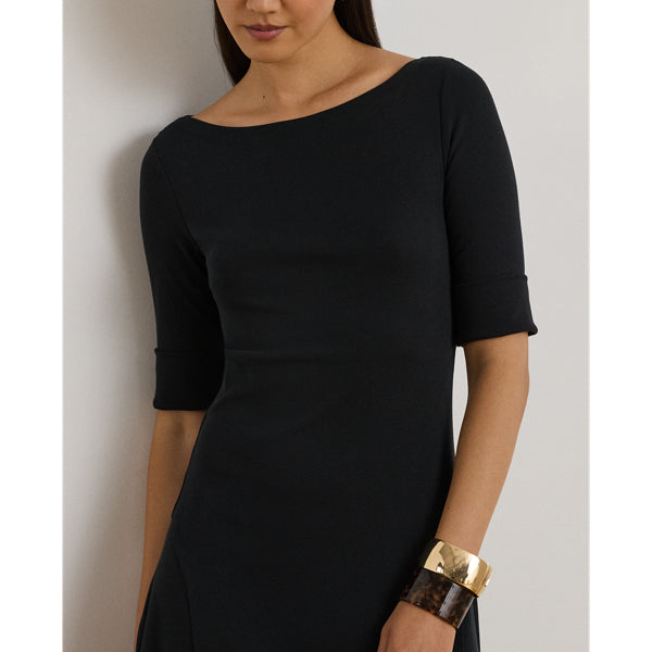 Robe mi-longue en coton stretch côtelé