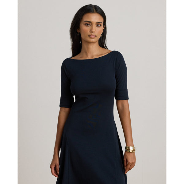 Robe mi-longue en coton stretch côtelé