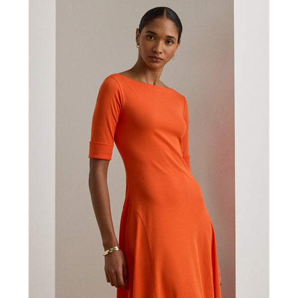Robe mi-longue en coton stretch côtelé