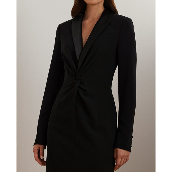 Robe de cocktail en crêpe bordé de satin