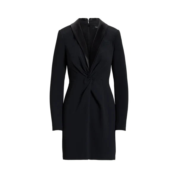 Robe de cocktail en crêpe bordé de satin